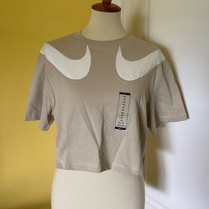 NWT Nike Double Swoosh Crop Tee in Tan
